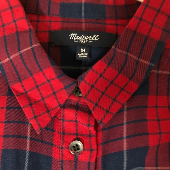 Madewell Red and Blue Plaid button down - Picture 2 of 5